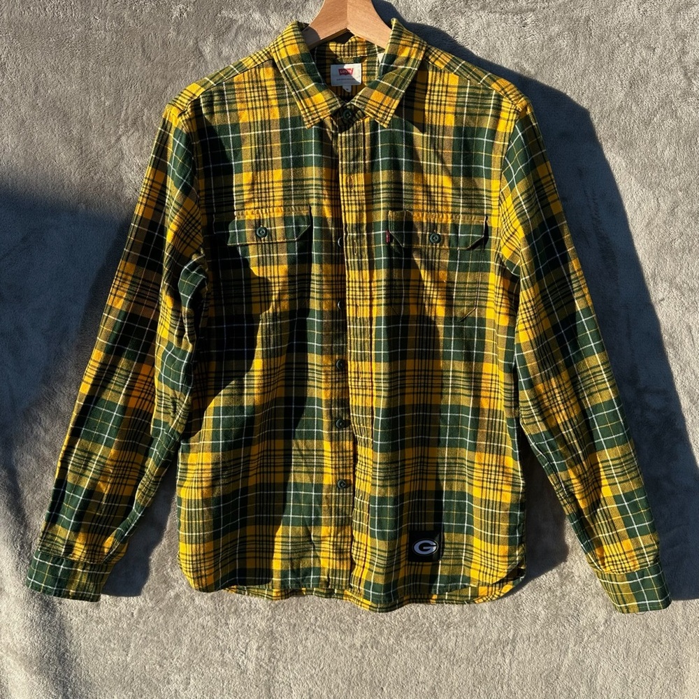 Levi’s NFL Green Bay Packers Flannel Shirt Men’s Medium Plaid Button Up Sz M